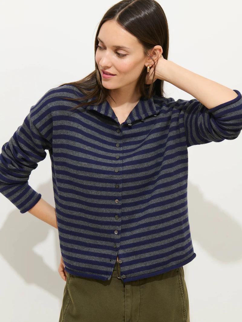 Alex Mill – Taylor Cotton Cashmere Cardigan in Navy/Oxford Stripe