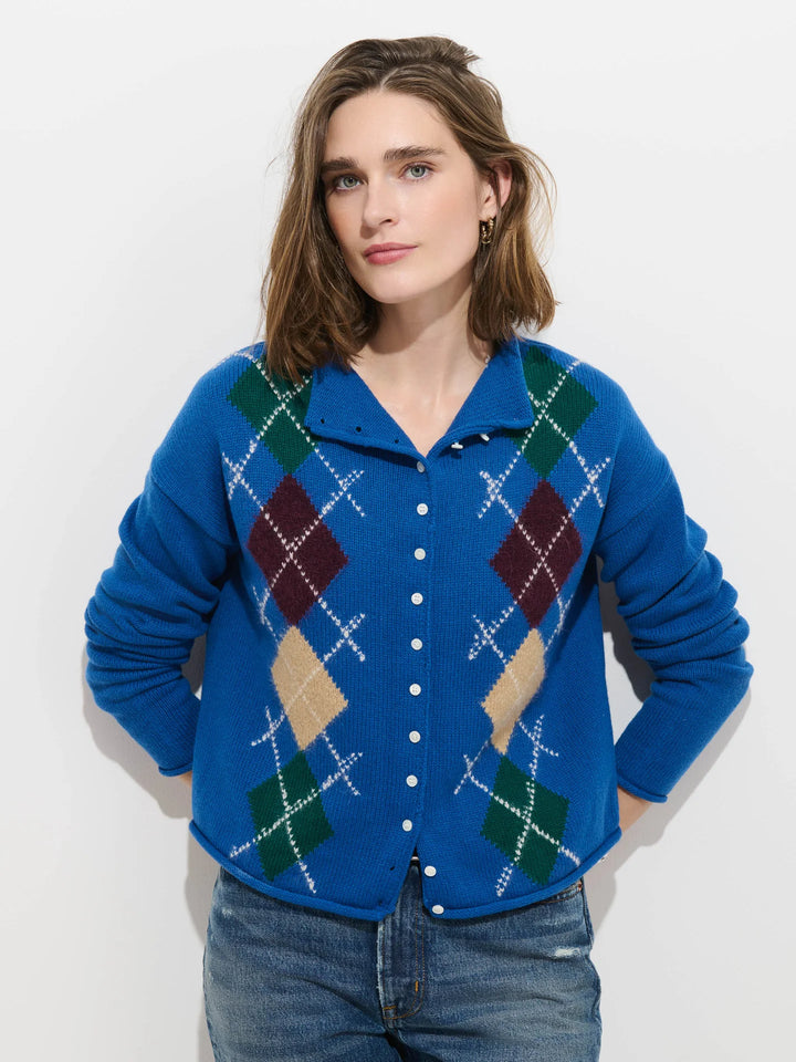 Alex Mill – Taylor Argyle Cardigan Sweater in Cunningham Blue