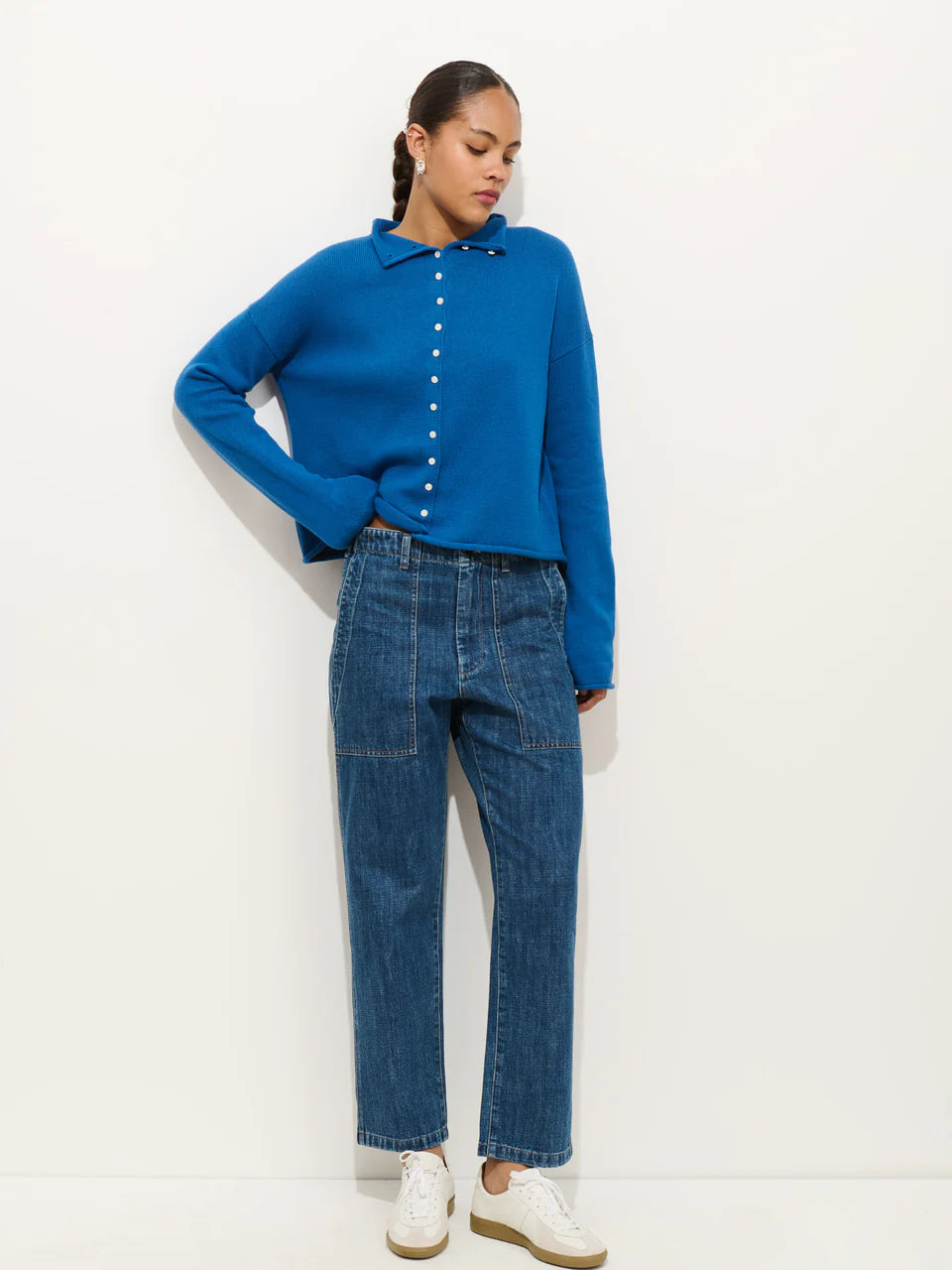 Alex Mill – Taylor Cotton Cashmere Cardigan in Cosmic Blue