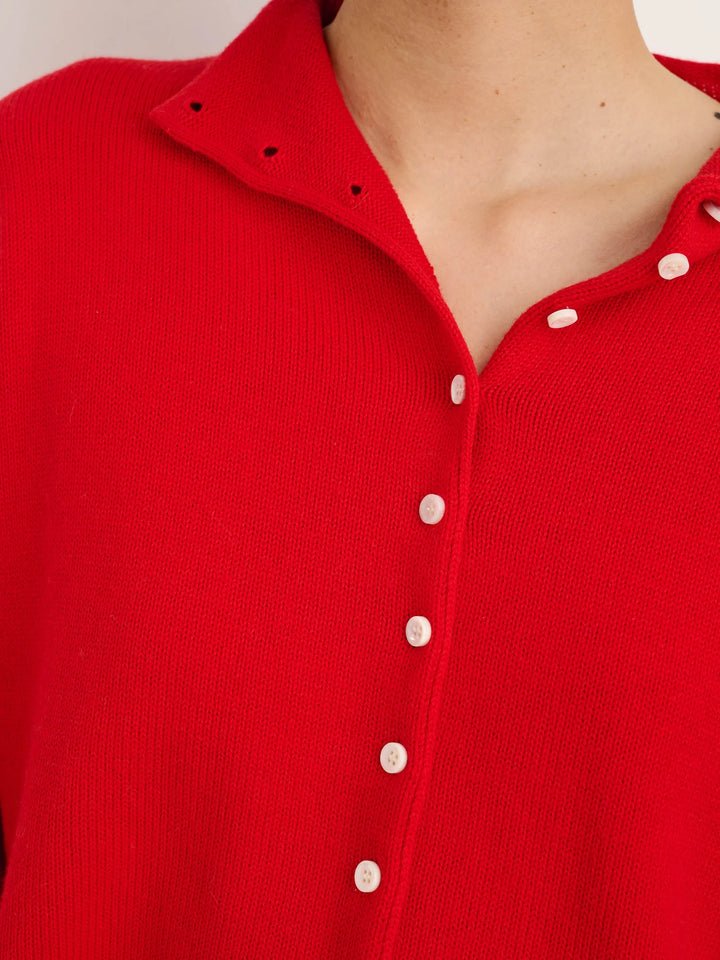 Alex Mill – Taylor Rollneck Cotton Cashmere Cardigan in Fire Red