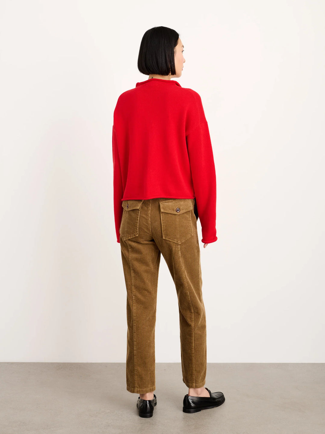 Alex Mill – Taylor Rollneck Cotton Cashmere Cardigan in Fire Red