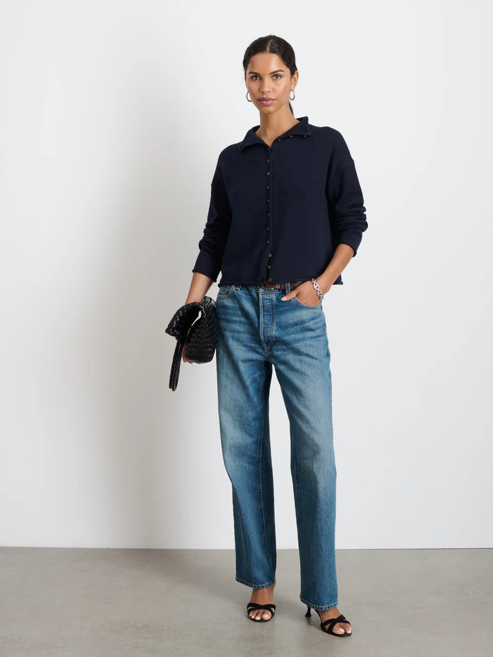 Alex Mill – Taylor Cotton Cashmere Cardigan in Navy