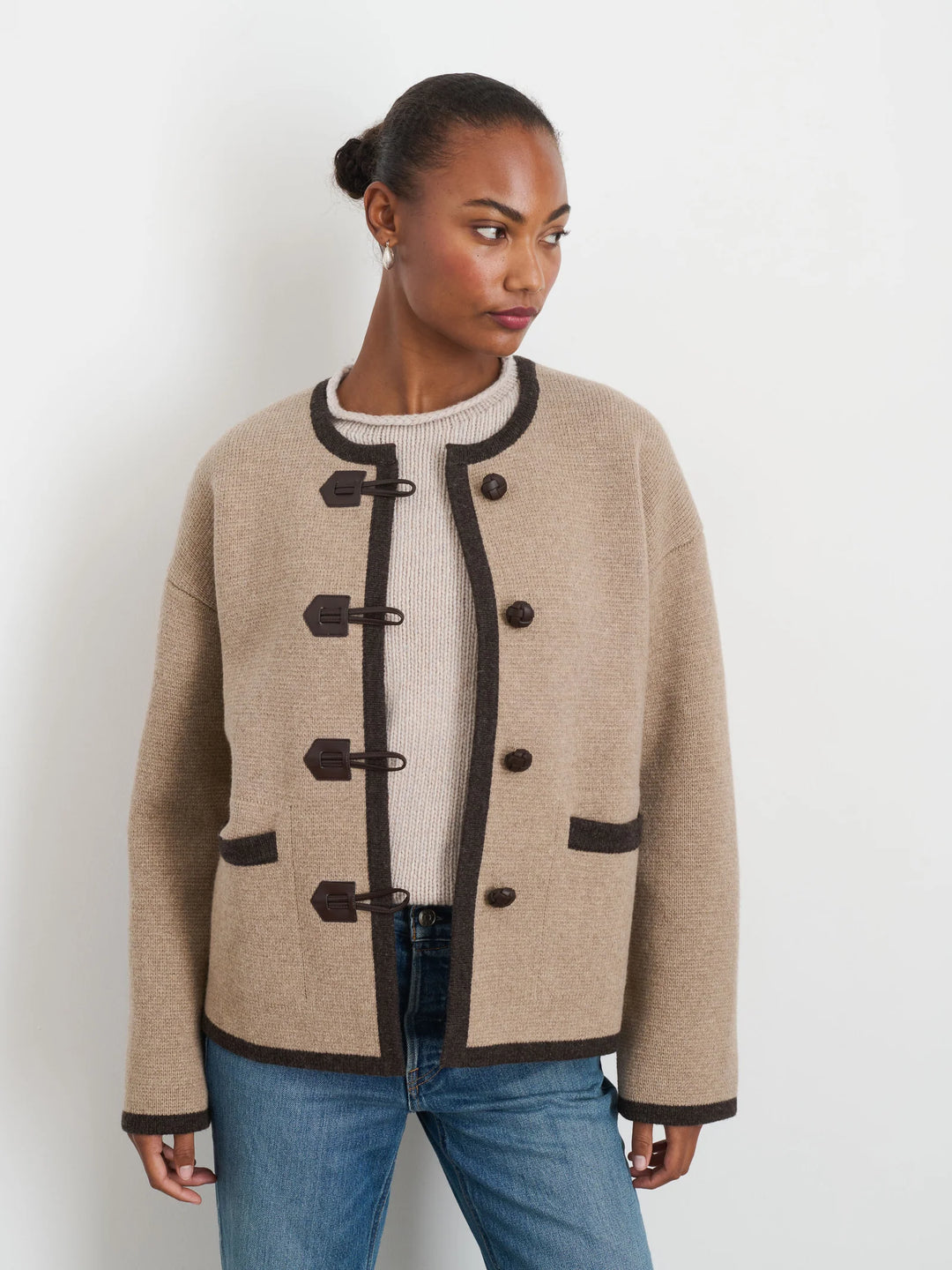 Alex Mill – Aubree Merino Wool Sweater Jacket in Oatmeal