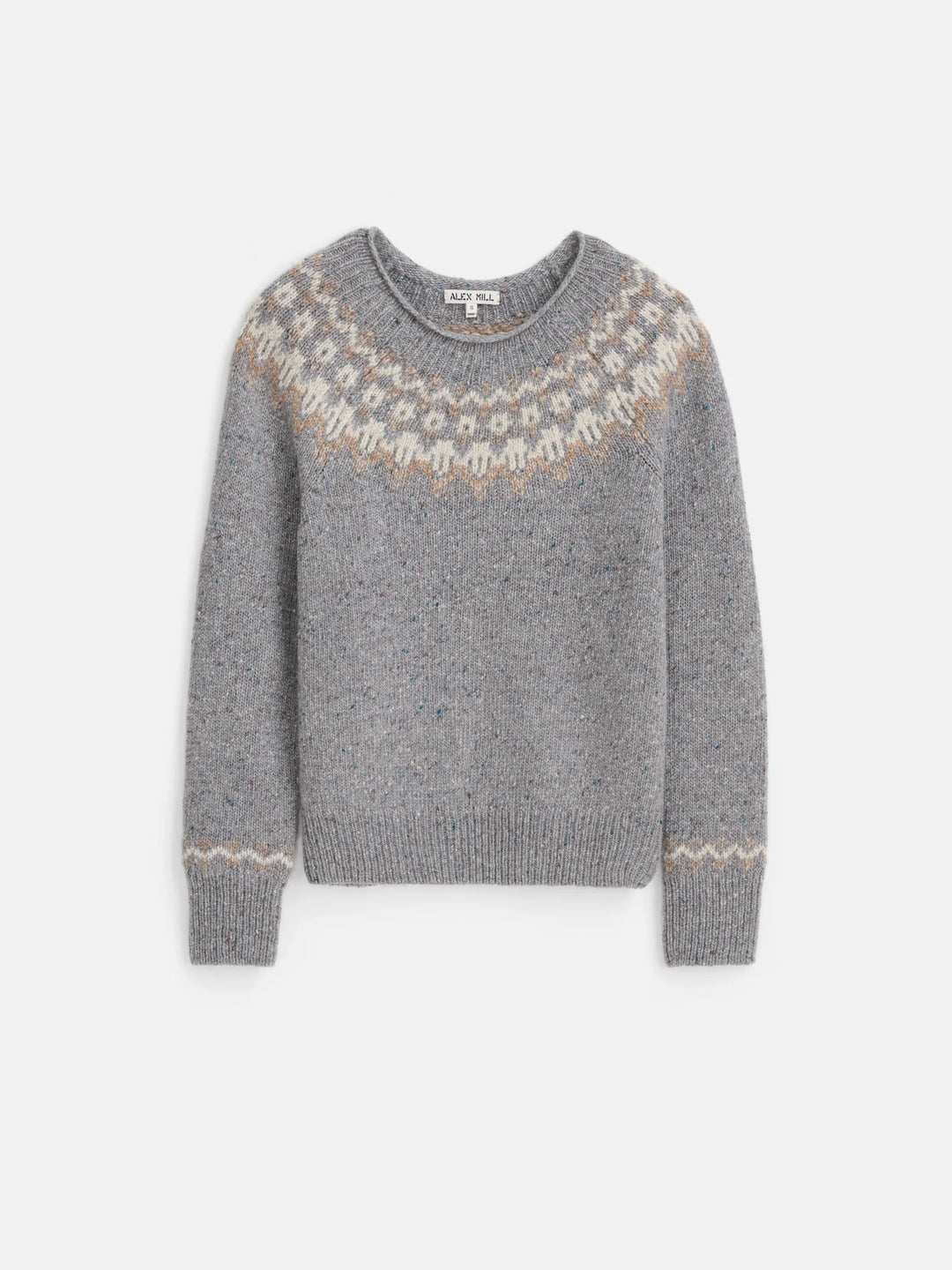 Alex Mill – Meadow Merino Wool Fairisle Sweater in Heather Grey