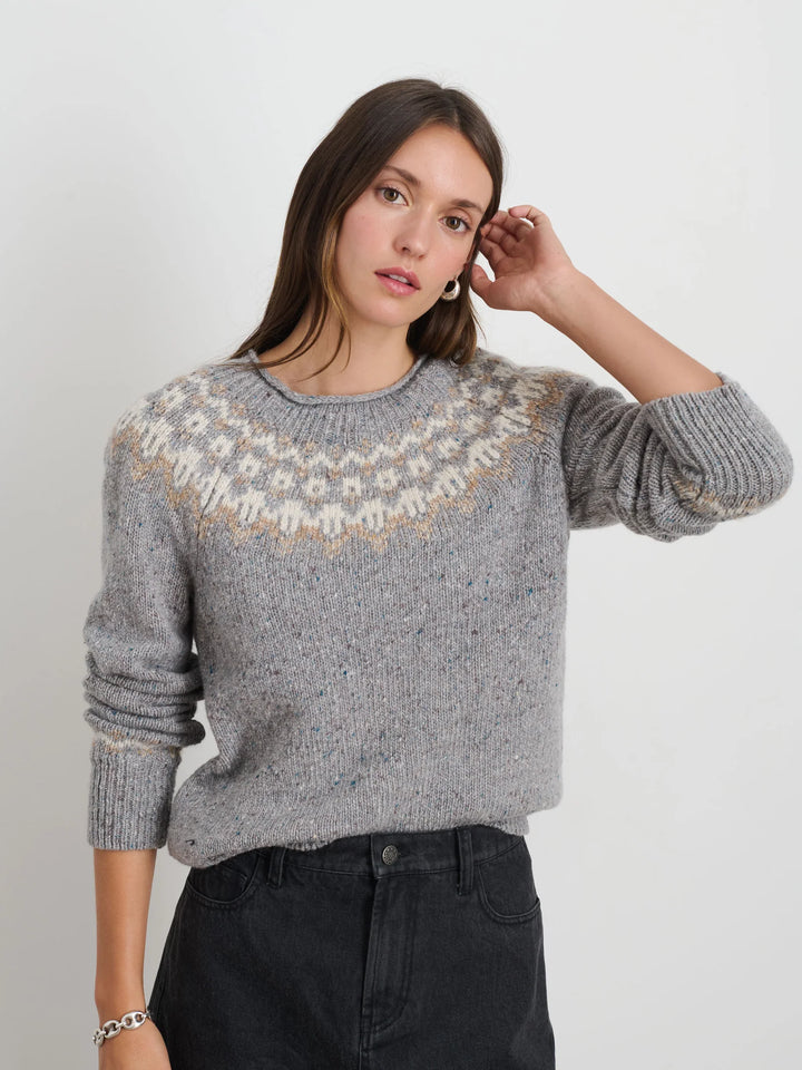 Alex Mill – Meadow Merino Wool Fairisle Sweater in Heather Grey