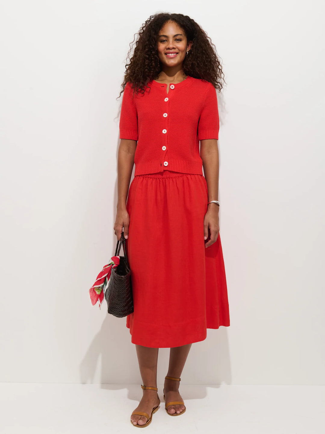 Alex Mill – Elle Linen Cotton Cardigan in Tomato