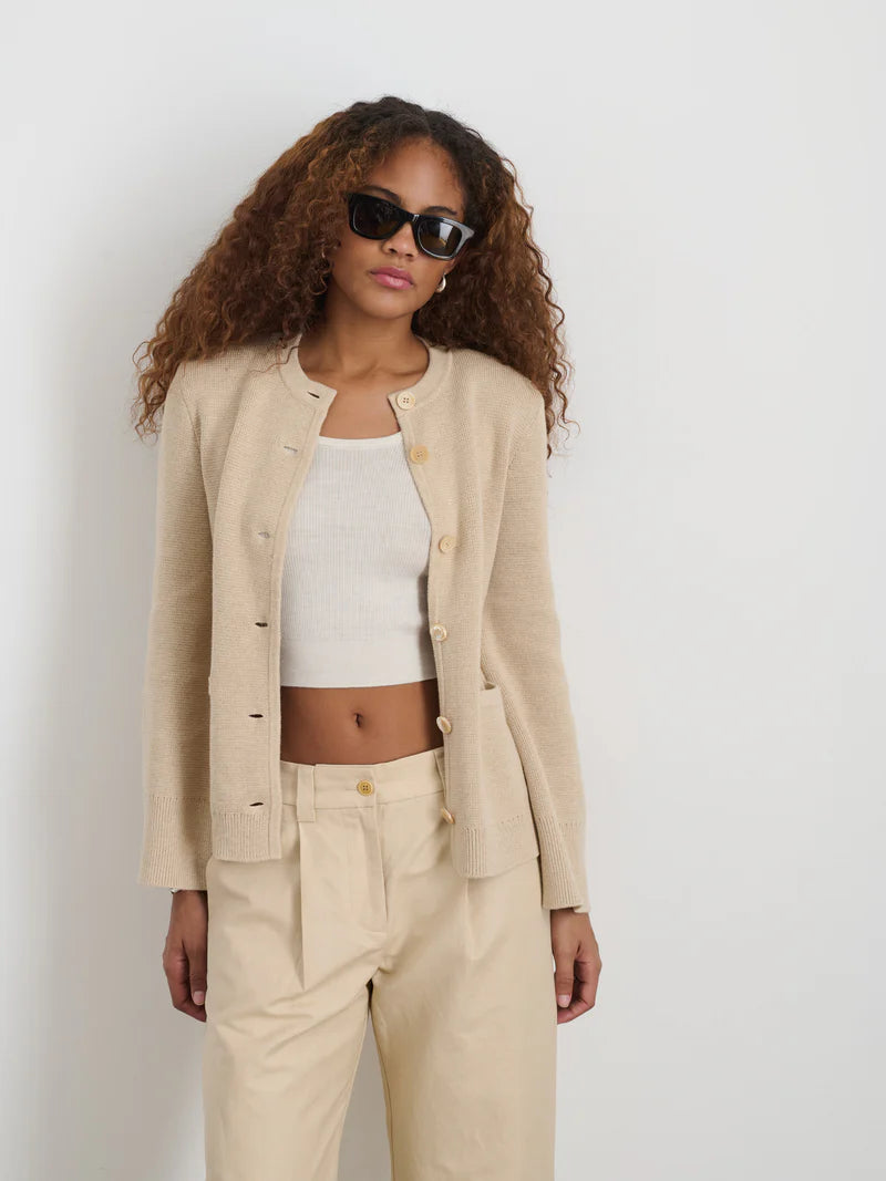 Alex Mill – Provence Sweater Jacket in Sand Cotton Cashmere