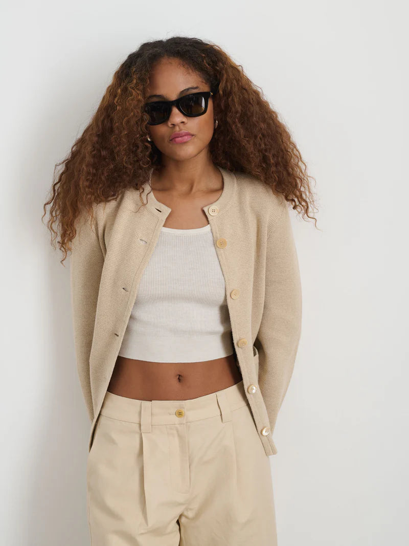 Alex Mill – Provence Sweater Jacket in Sand Cotton Cashmere
