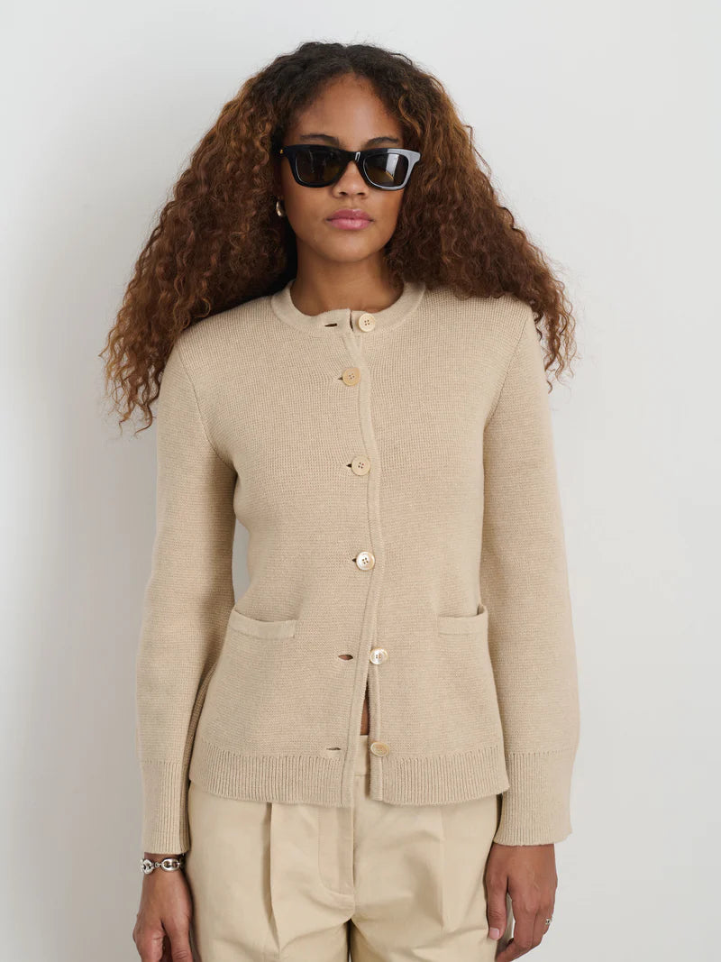 Alex Mill – Provence Sweater Jacket in Sand Cotton Cashmere