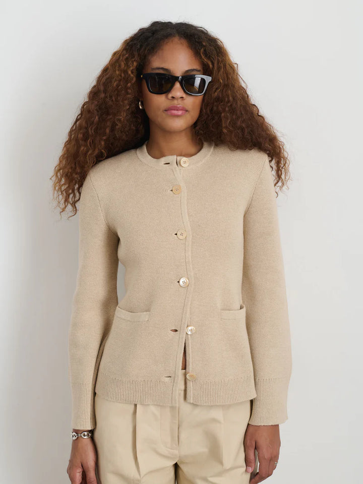 Alex Mill – Provence Sweater Jacket in Sand Cotton Cashmere