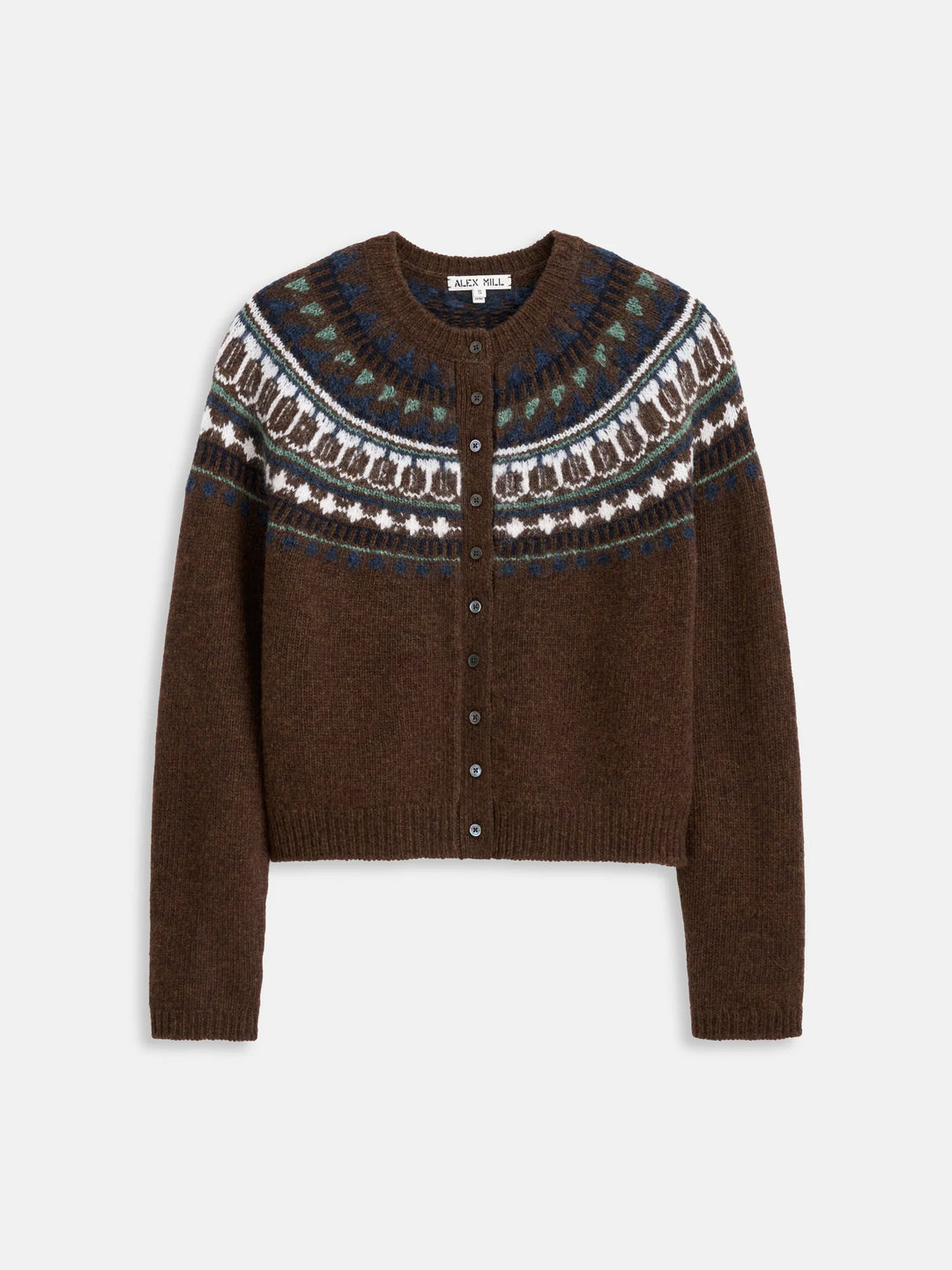 Alex Mill – Charlotte Fairisle Cardigan Sweater in Chestnut