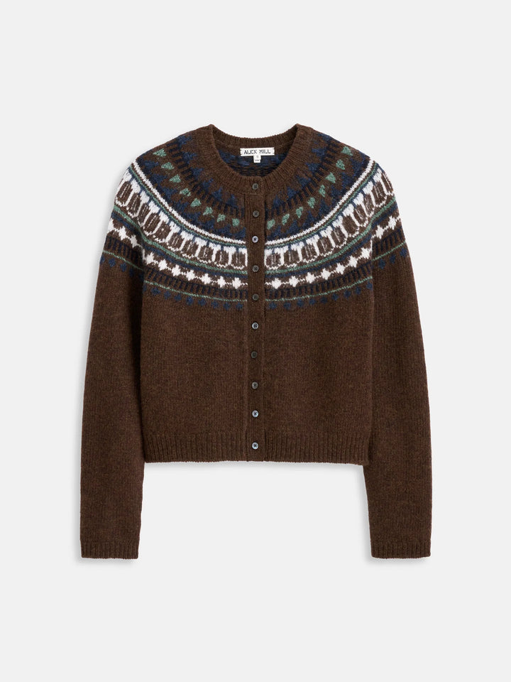 Alex Mill – Charlotte Fairisle Cardigan Sweater in Chestnut