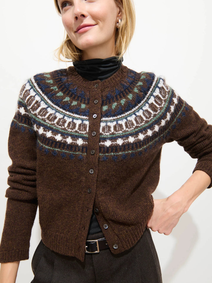 Alex Mill – Charlotte Fairisle Cardigan Sweater in Chestnut