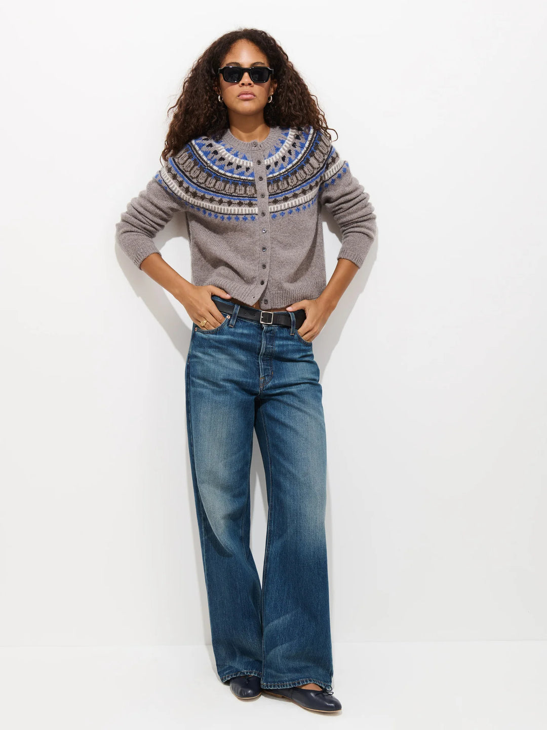 Alex Mill – Charlotte Fairisle Cardigan Sweater in Taupe