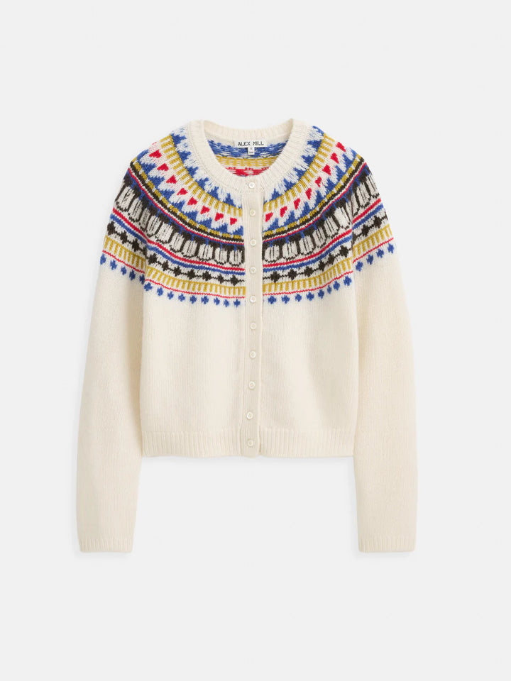 Alex Mill – Charlotte Fairisle Cardigan Sweater in White