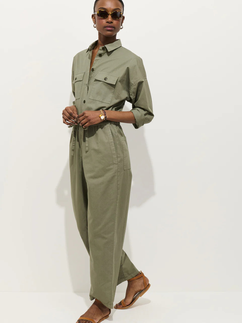 Alex Mill - Delancey Lightweight Twill Jumpsuit in Vintage Olive