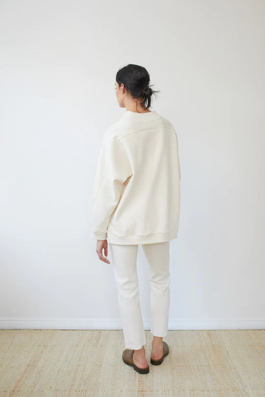 Wol Hide – Rib Neck Sweatshirt in Natural