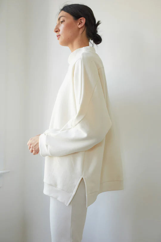 Wol Hide – Rib Neck Sweatshirt in Natural