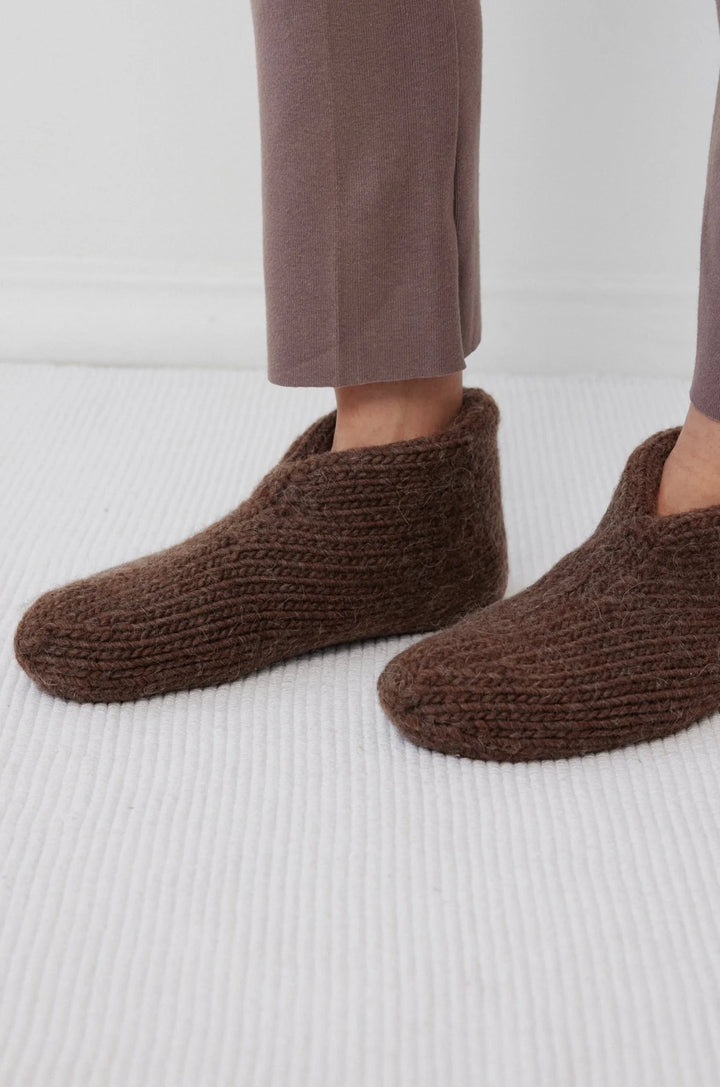 Wol Hide - Felted Slippers in Chestnut