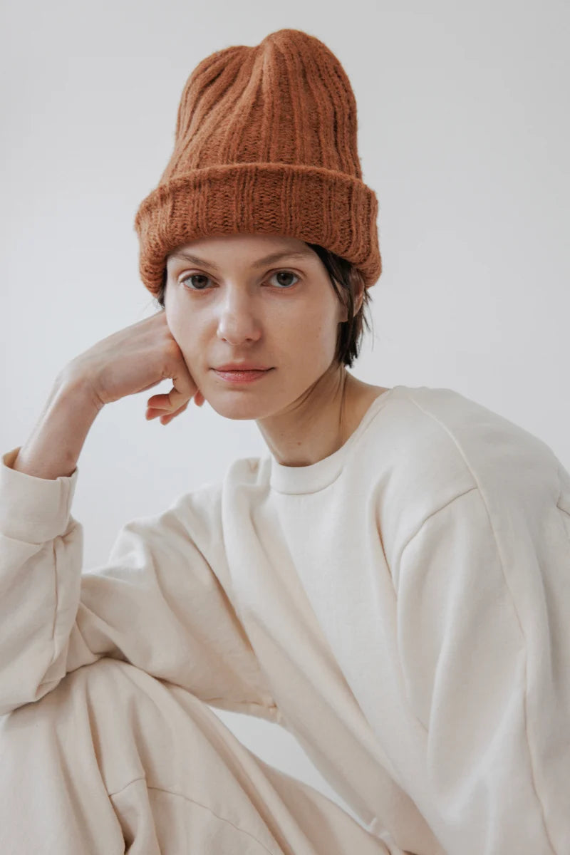 Wol Hide - Rib Hat in Rust