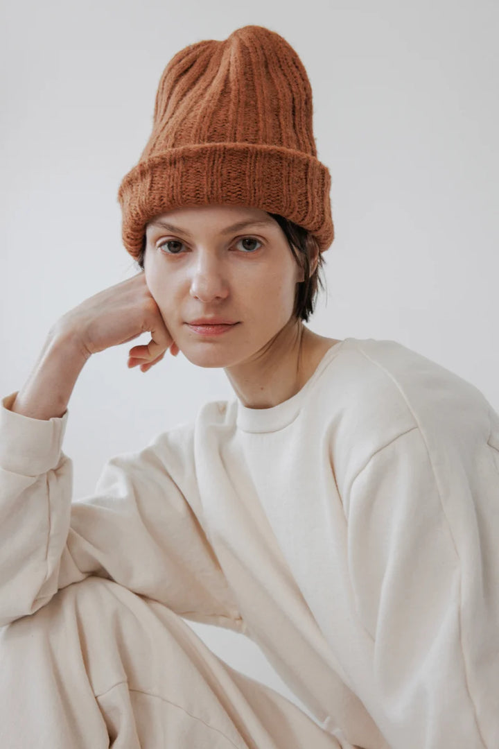 Wol Hide - Rib Hat in Rust