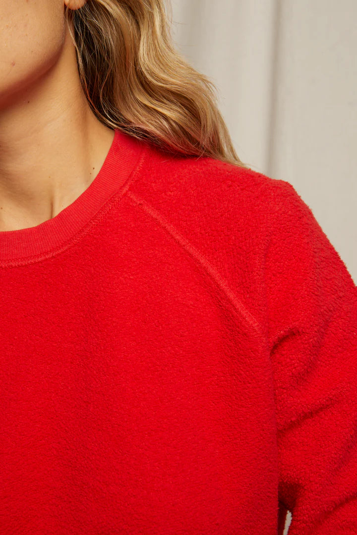 Perfect White Tee - Ziggy Reverse Fleece Shrunken Crewneck in Poppy Red