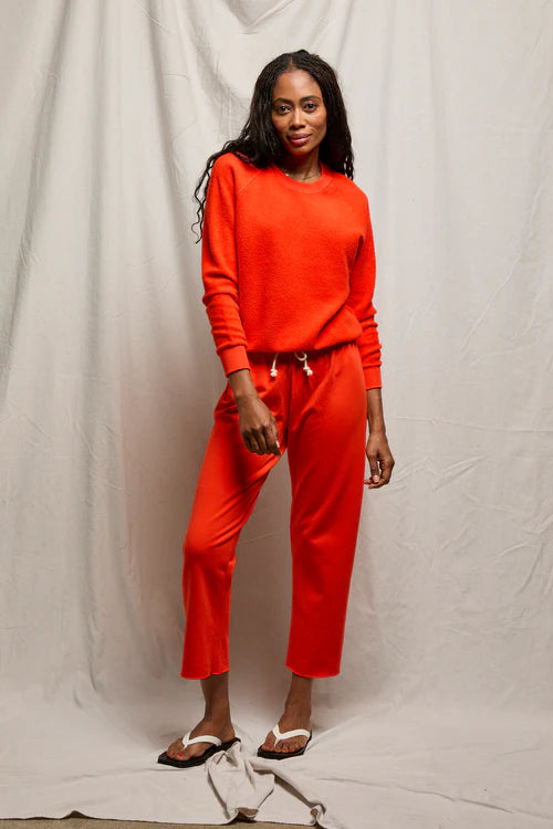 Perfect White Tee - Ziggy Reverse Fleece Shrunken Crewneck in Tomato