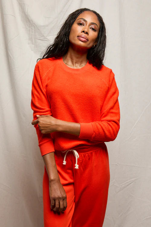 Perfect White Tee - Ziggy Reverse Fleece Shrunken Crewneck in Tomato