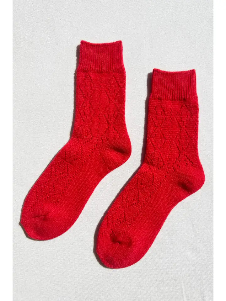 Le Bon Shoppe - Cashmere Pointelle Socks in Red