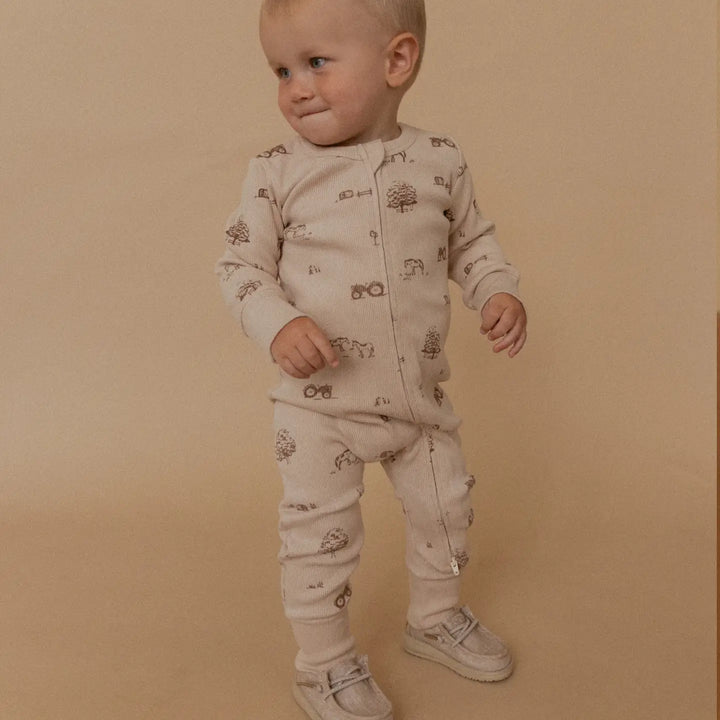 MakeMake Organics - Organic Cotton 2-Way Zip Romper in Farm