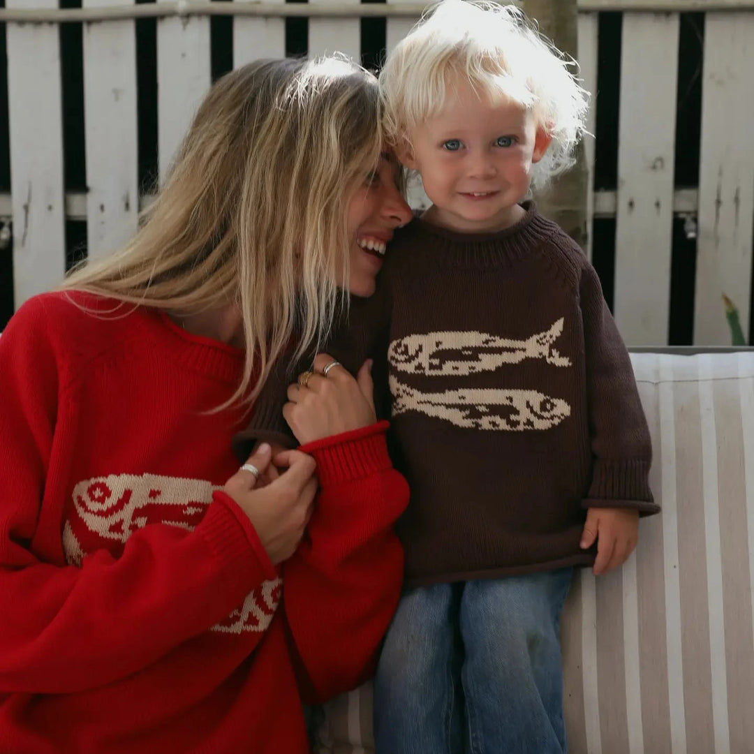 Beaten Path Co - Brown Cotton Roll-neck Fish Sweater