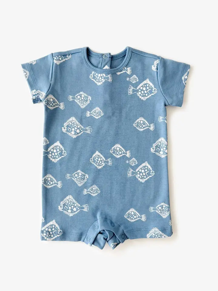 Lewis – Baby Romper in Indigo Flounder