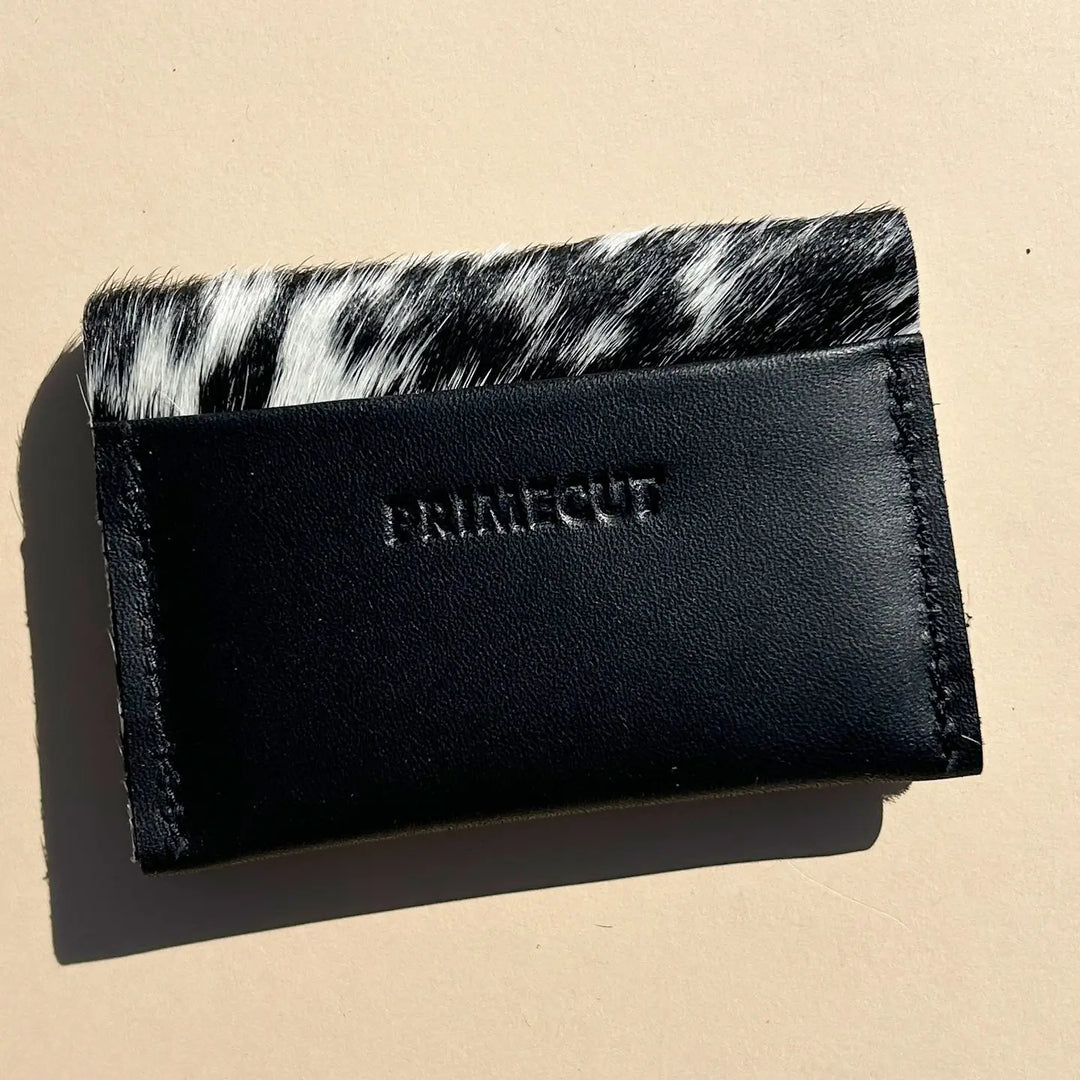 Primecut – Wallet in Leather + Cow Print Hair on Hide