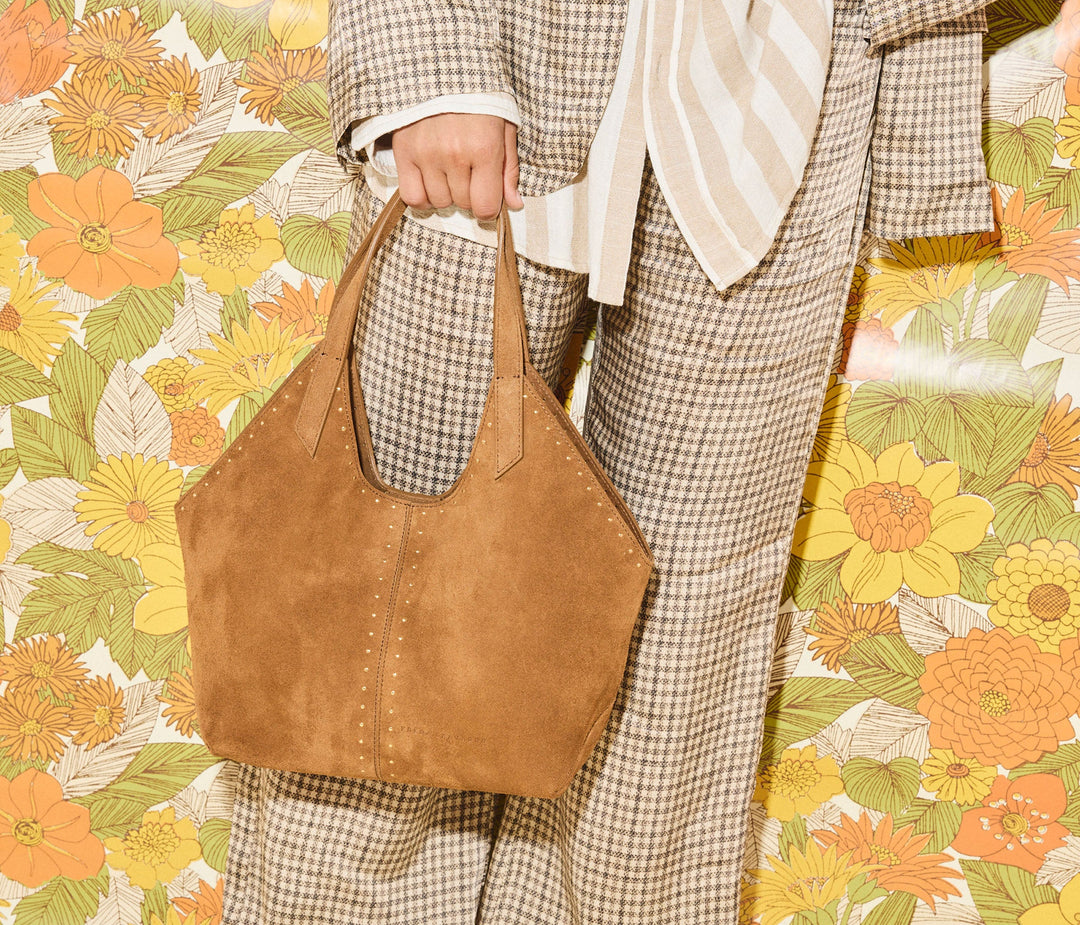Freda Salvador - Abigail Bag in Saddle Suede with Studs