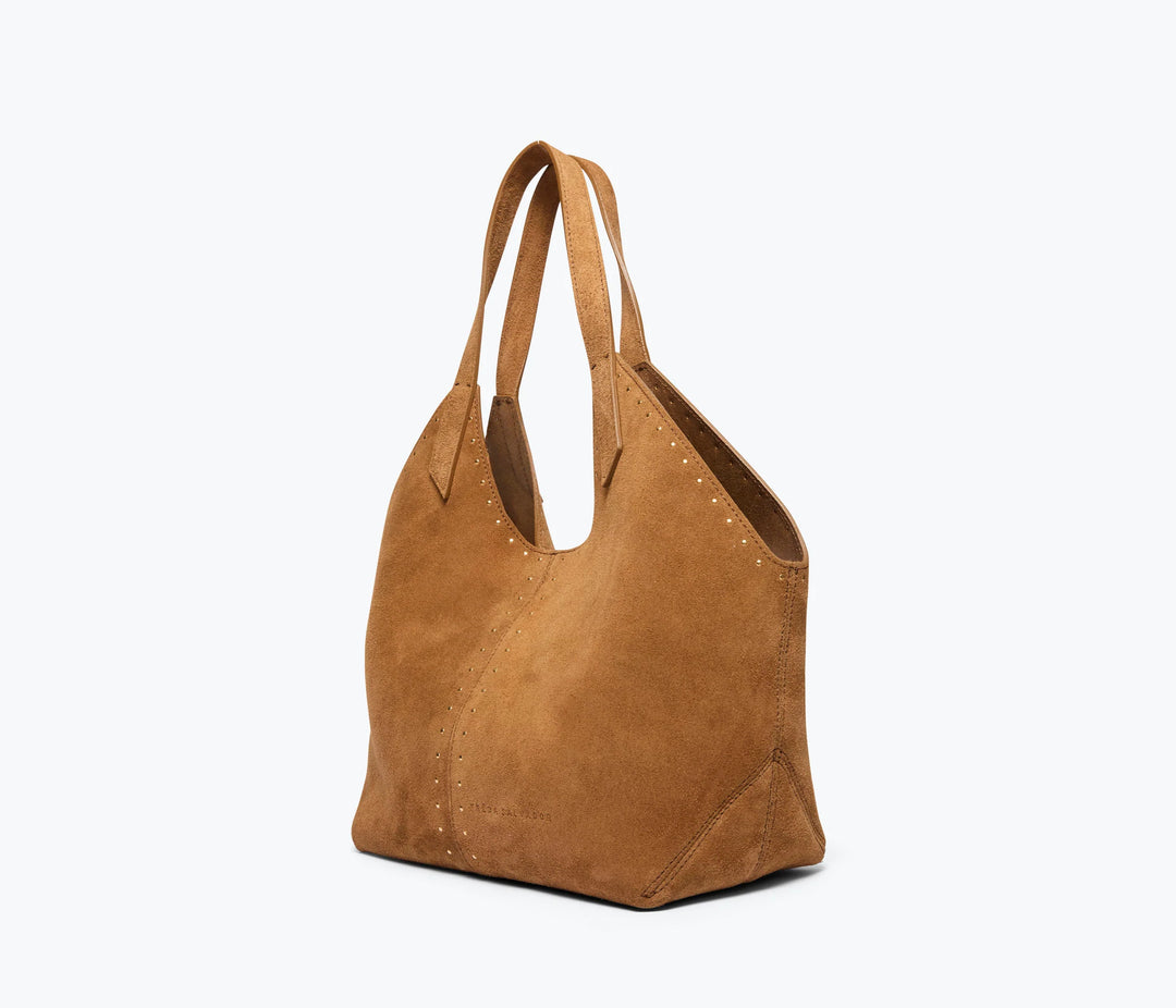 Freda Salvador - Abigail Bag in Saddle Suede with Studs
