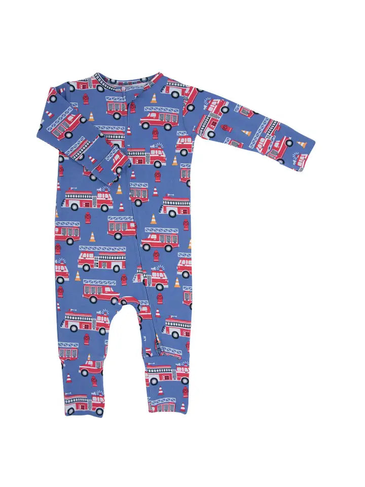 Sweet Bamboo – Convertible Bamboo Romper in Cameron Fire Truck