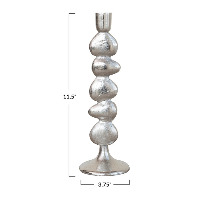Cast Aluminum Stacked Taper Holder in Nickel Finish