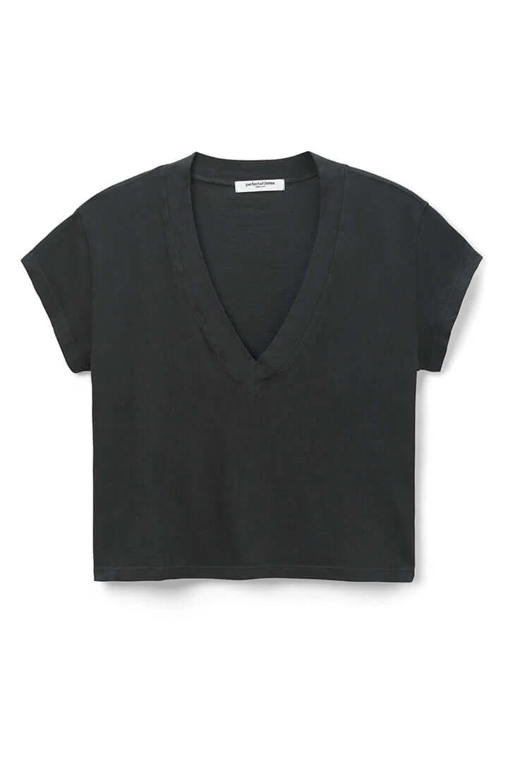 Perfect White Tee - Alanis Recycled V-Neck in Vintage Black