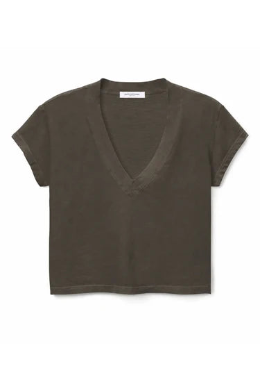 Perfect White Tee - Alanis Recycled V-Neck in Dark Olive