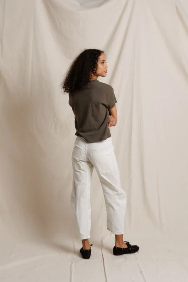 Perfect White Tee - Alanis Recycled V-Neck in Dark Olive