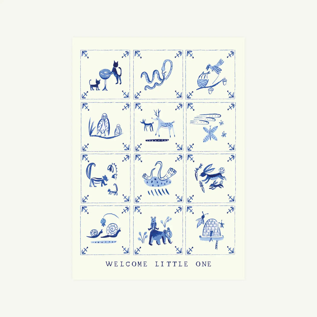 Mr.Boddington's Studio - Baby Delft Tiles Welcome Card