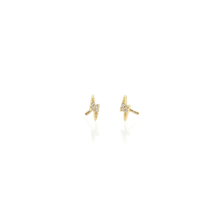 Kris Nations – Lightning Bolt Crystal Stud Earrings 18K Gold Vermeil