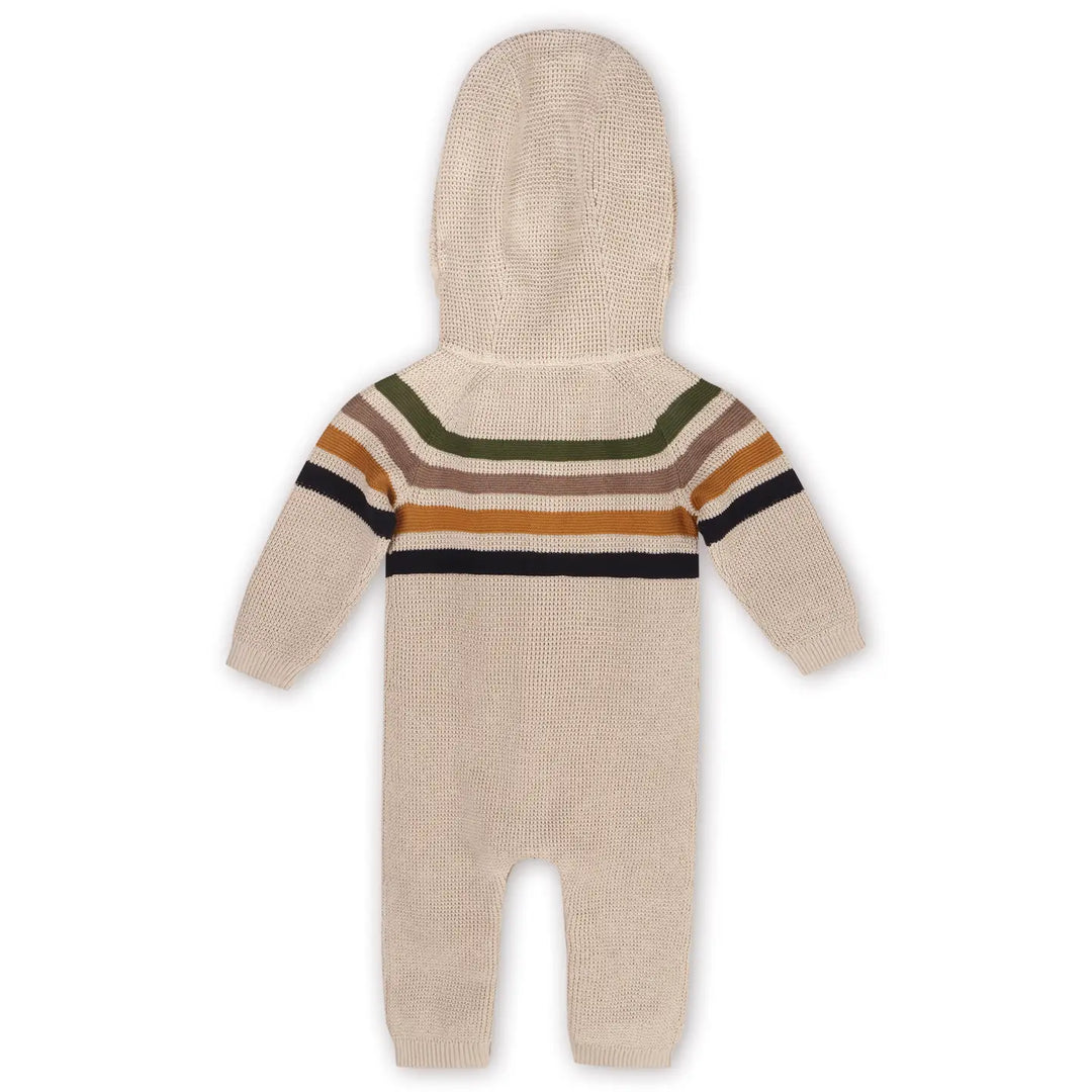 Stripe Hooded Chunky Knit Baby Jumpsuit