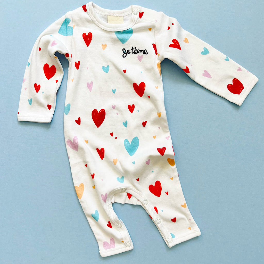 Estella – Organic Hearts Print Baby Romper