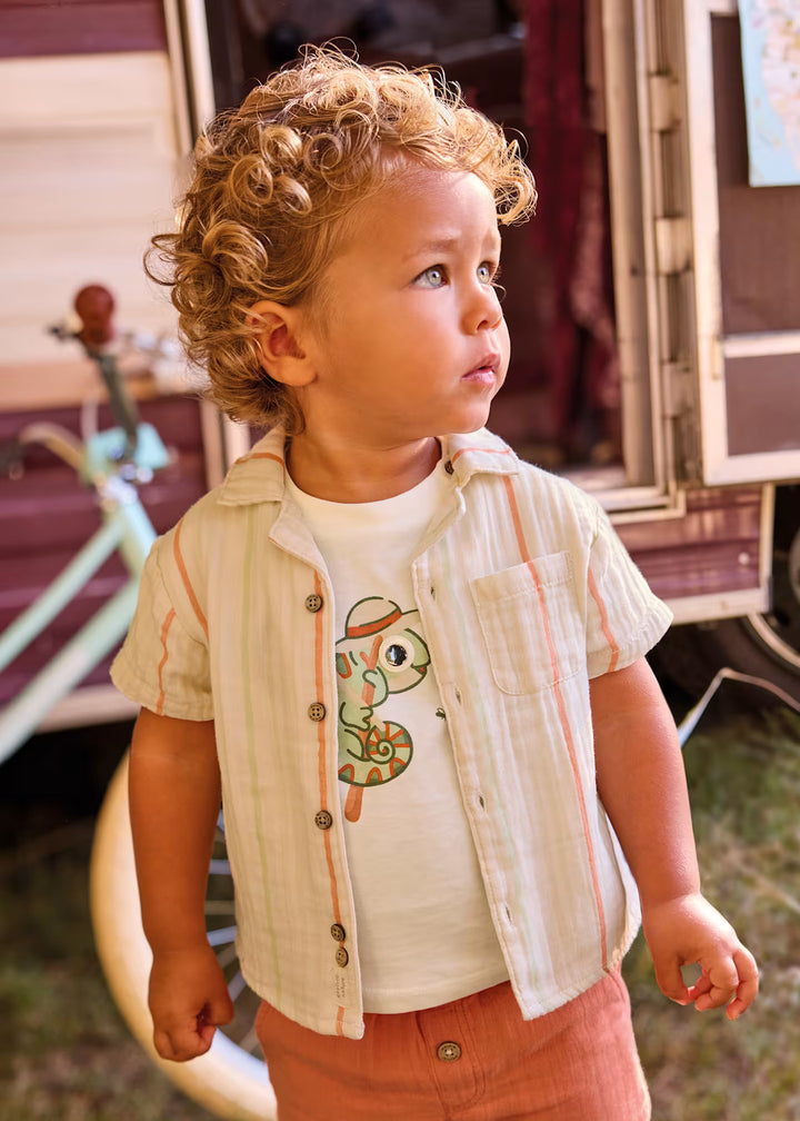 Mayoral – Short Sleeve Button Down in Stripes
