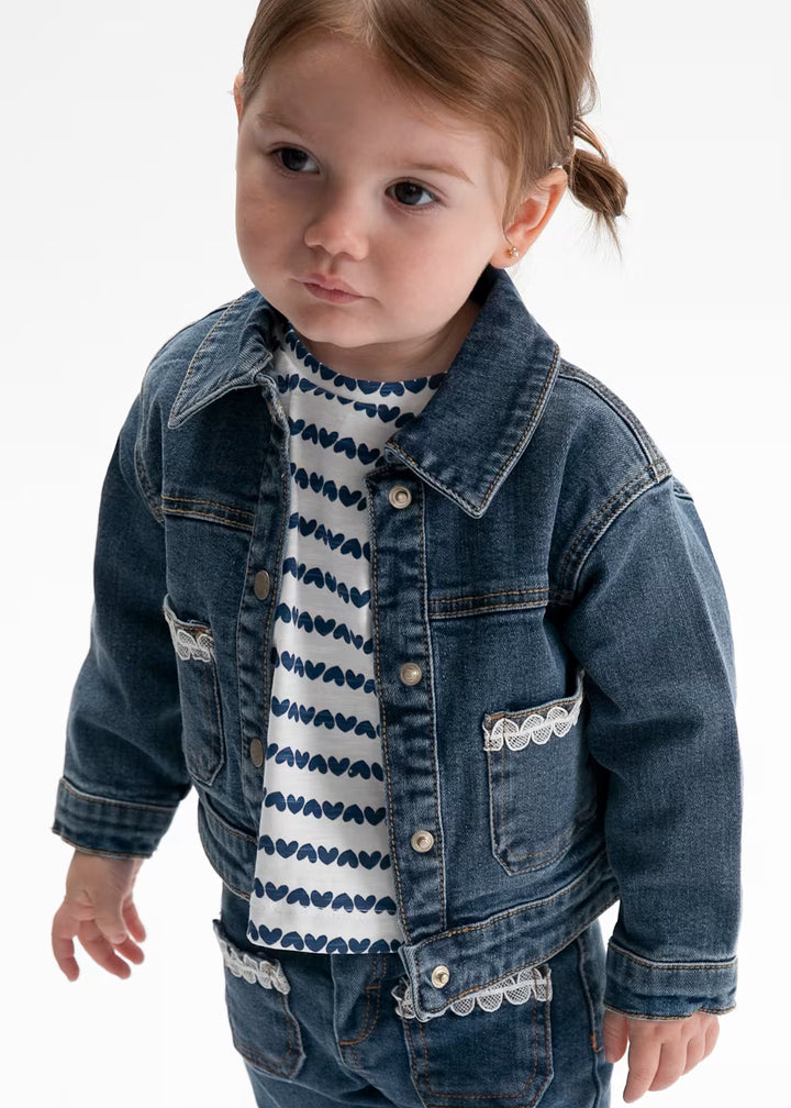 Mayoral – Jacket in Dark Denim with Lace