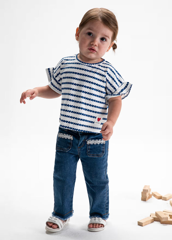 Mayoral – Dark Denim Trousers with Lace Detail