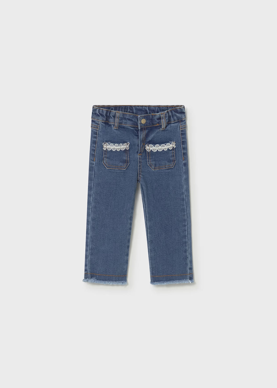 Mayoral – Dark Denim Trousers with Lace Detail