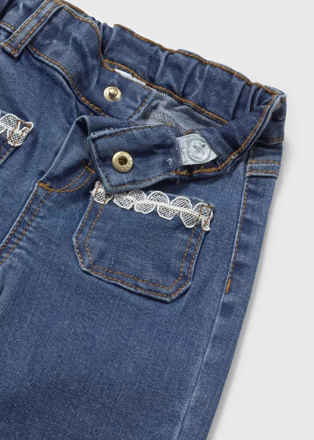 Mayoral – Dark Denim Trousers with Lace Detail