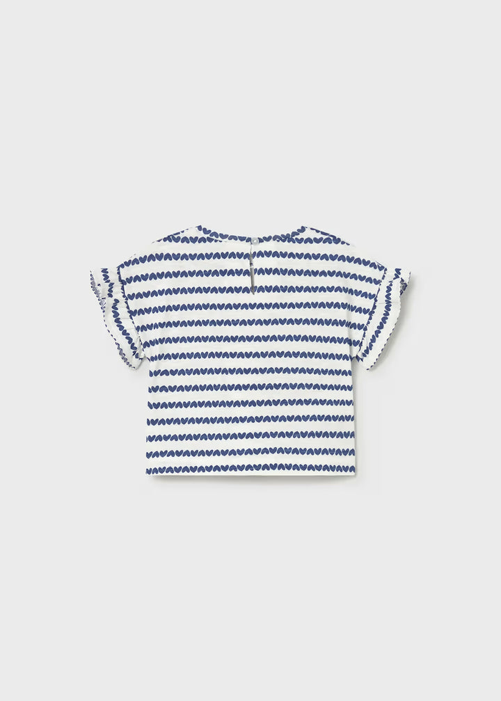 Mayoral – Printed Short Sleeve Tee in Navy / White Hearts